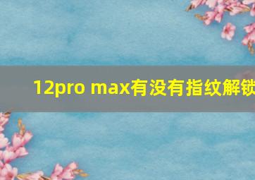 12pro max有没有指纹解锁